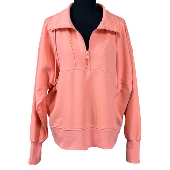 Old Navy Active Dynamic Fleece Coral Pink Half-Zip Sweatshirt Size XXL - Picture 2 of 10